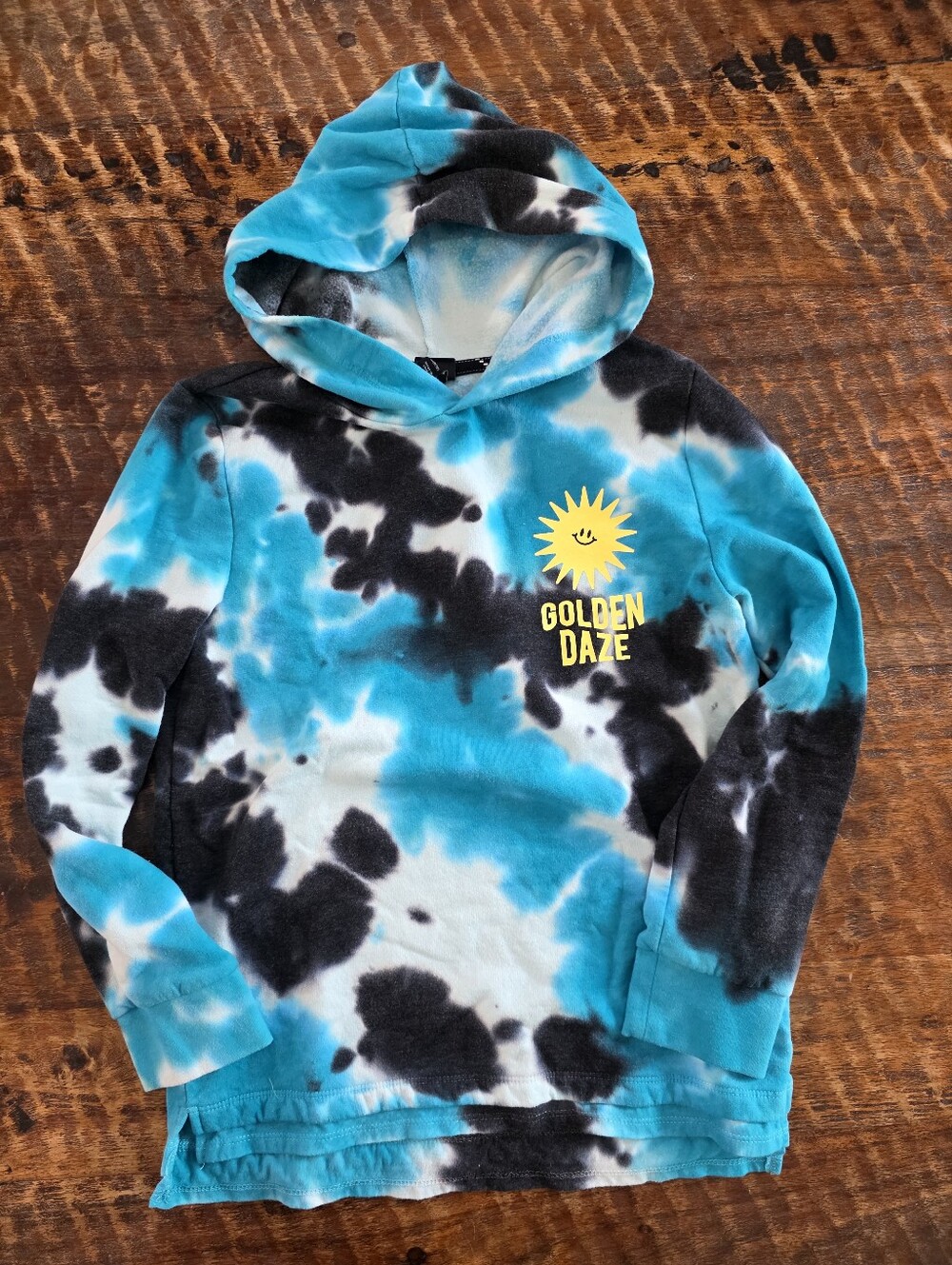 Kids Blue & Black Tie-Dye Hoodie Sweatshirt
